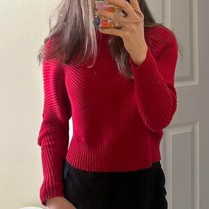 SHEIN Vibrant Red Crew Neck Sweater